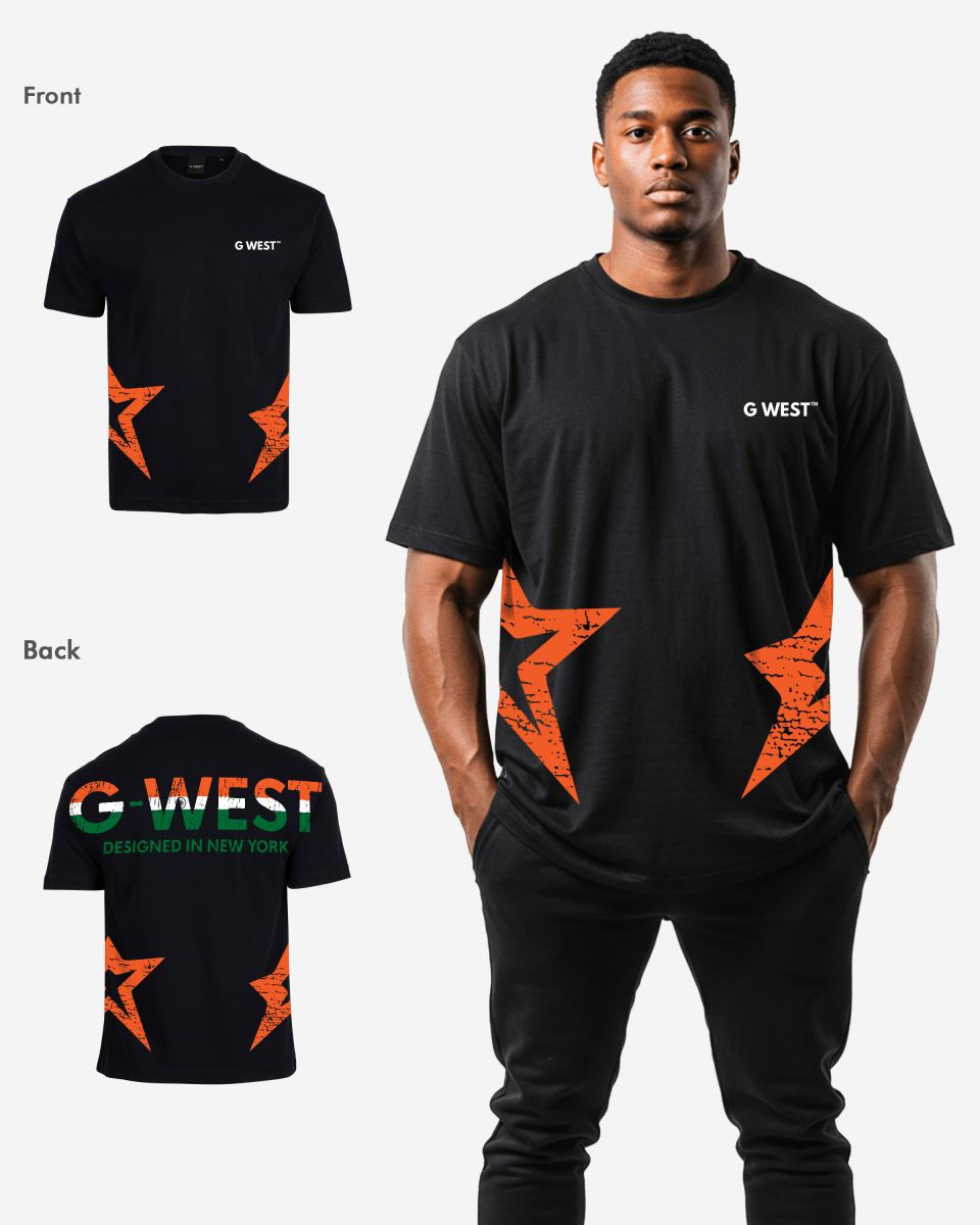 G West Mens Oversized Cricket India Arch Logo T-Shirt