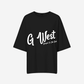G West Womens Oversized Cursive Logo Black Tee