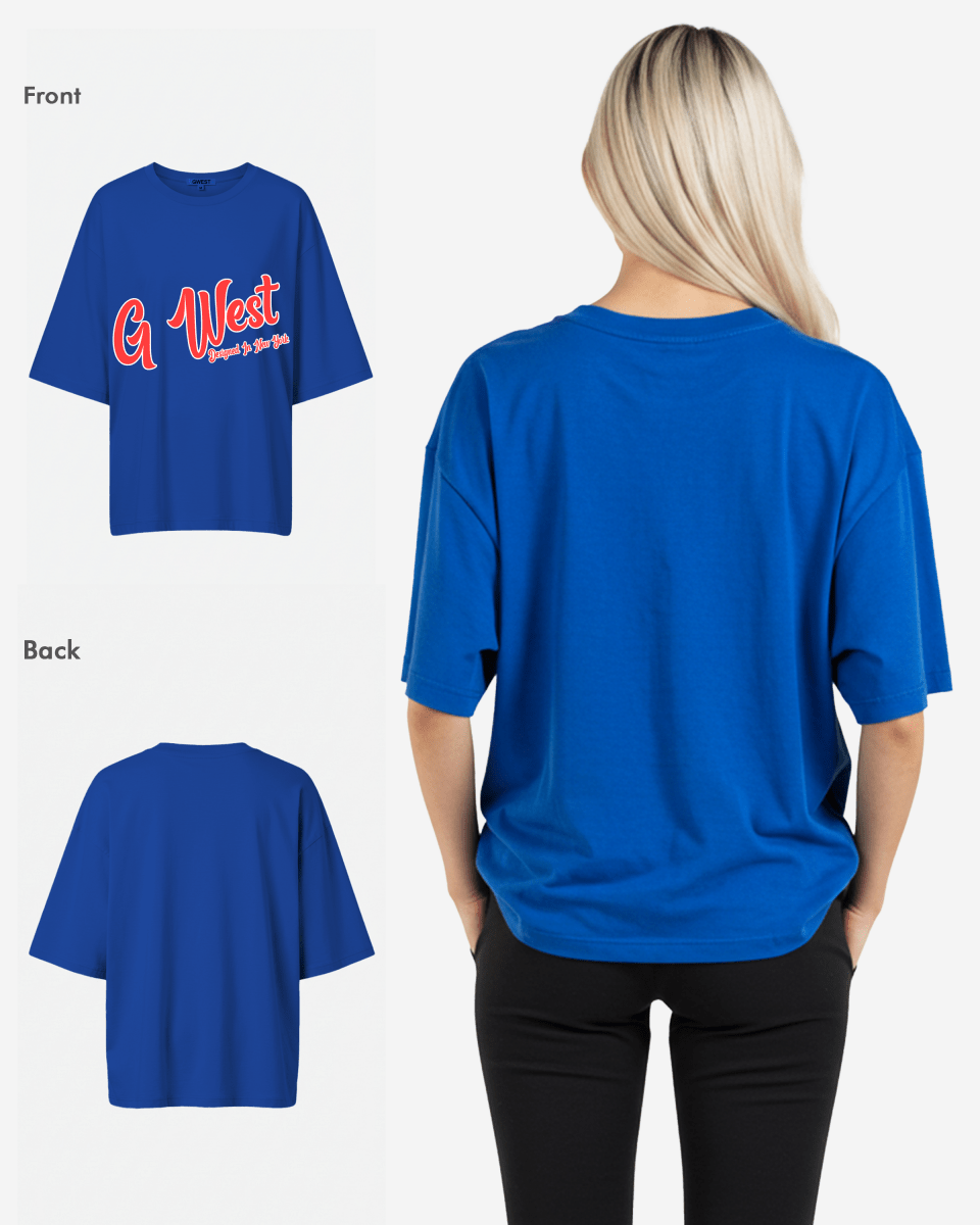 G West Womens Oversized Cursive Logo Black Tee