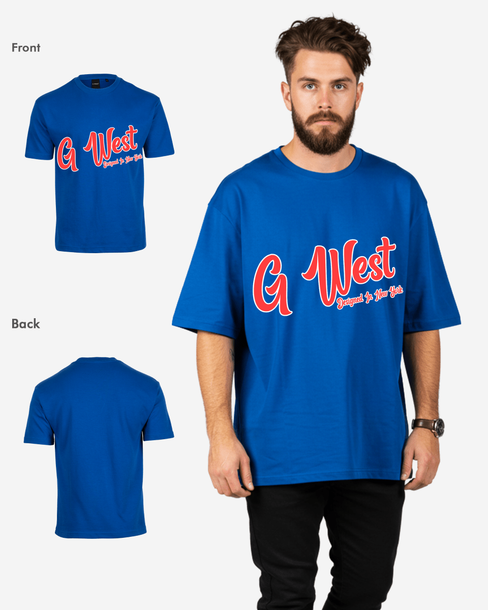 G West Mens Oversized Cursive Logo Black Tee