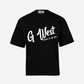 G West Mens Oversized Cursive Logo Black Tee