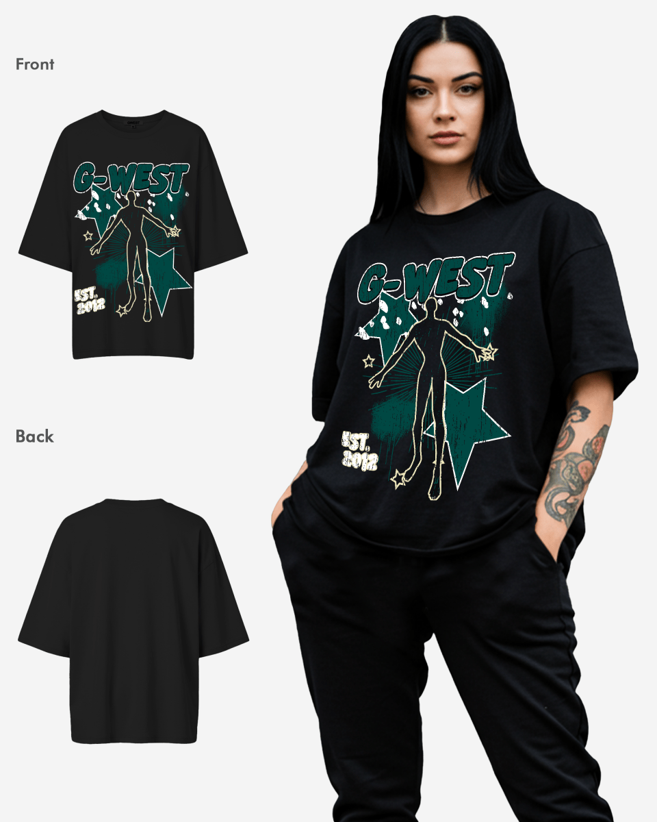 G West Womens Oversized Dazzling Dynamo T Shirt