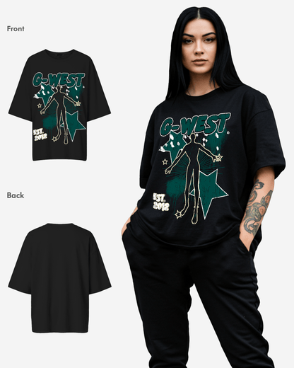G West Womens Oversized Dazzling Dynamo T Shirt