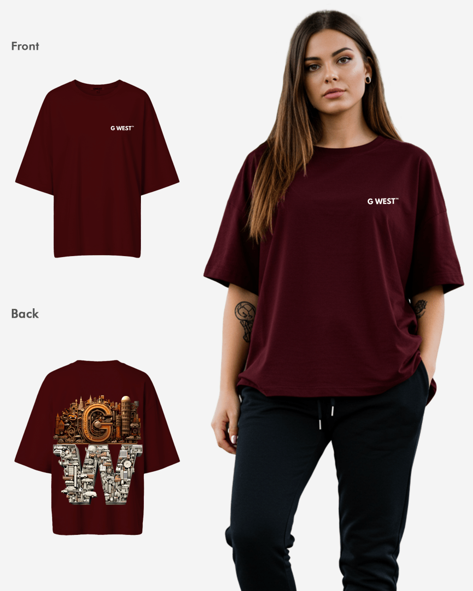 G West Womens OVERSIZED DETROIT MOTORCITY T-SHIRT