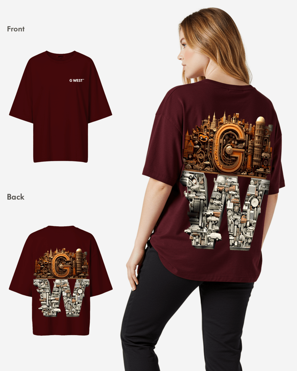 G West Womens OVERSIZED DETROIT MOTORCITY T-SHIRT