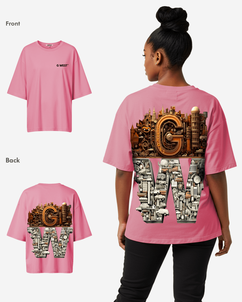 G West Womens OVERSIZED DETROIT MOTORCITY T-SHIRT