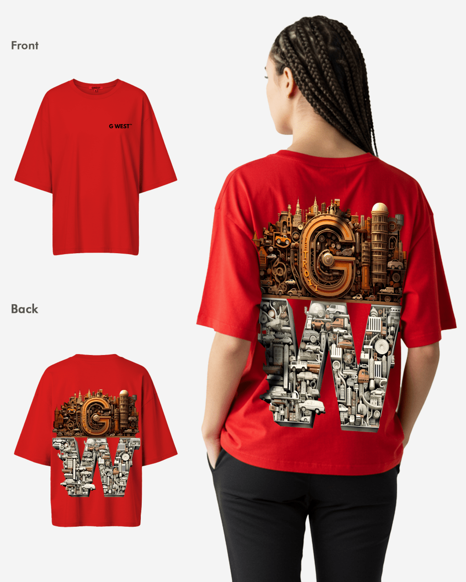 G West Womens OVERSIZED DETROIT MOTORCITY T-SHIRT