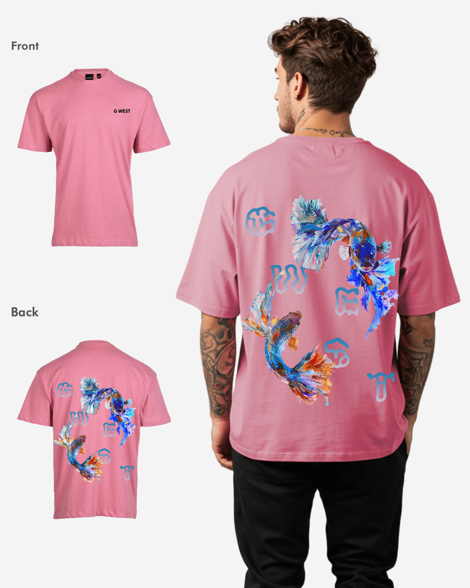 G West Mens Oversized Fish Lifestyle T Shirt