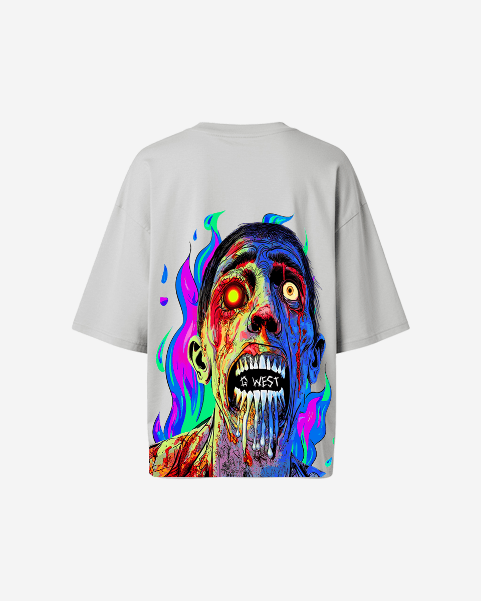 G West Womens Oversized Flaming Zombie Tee