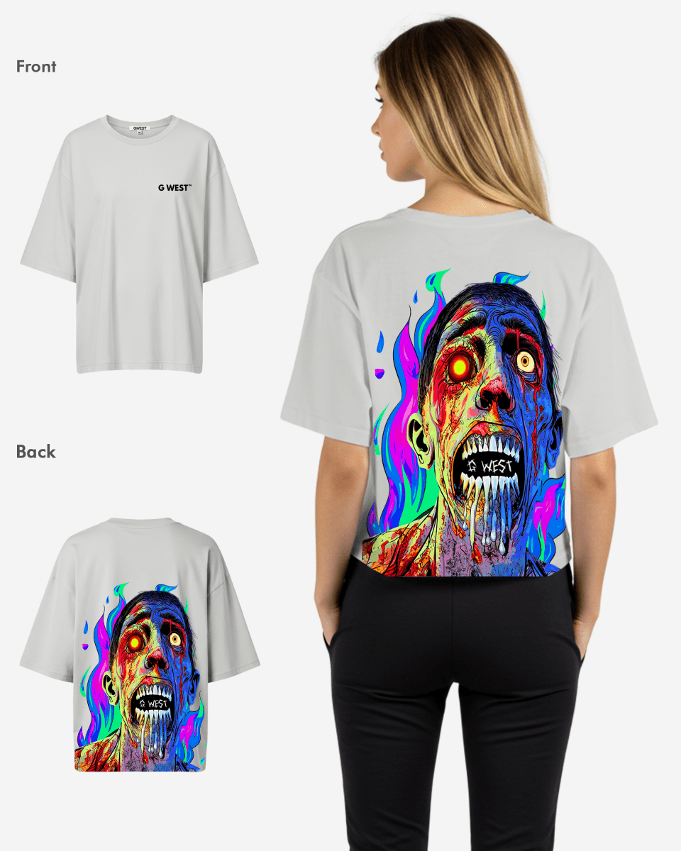 G West Womens Oversized Flaming Zombie Tee