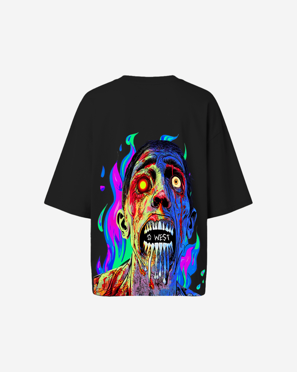G West Womens Oversized Flaming Zombie Tee