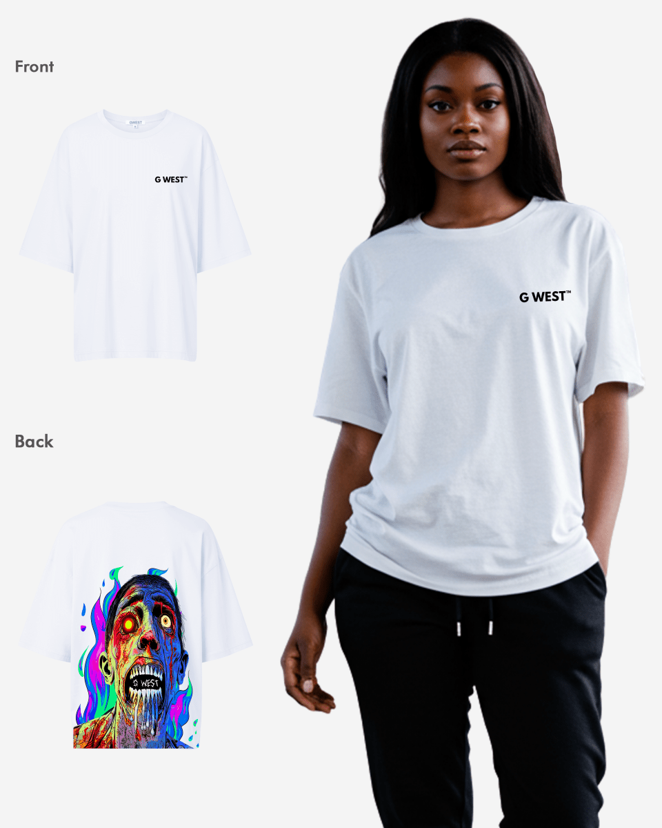 G West Womens Oversized Flaming Zombie Tee