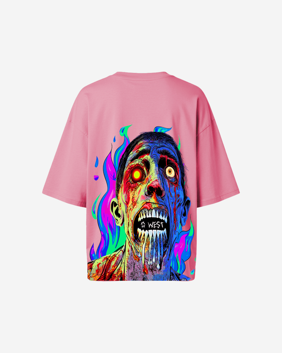 G West Womens Oversized Flaming Zombie Tee