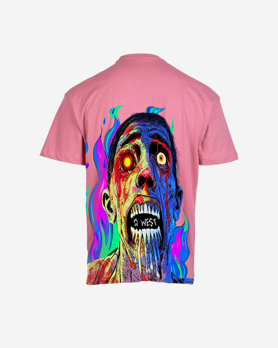 G West Mens Oversized Flaming Zombie Tee