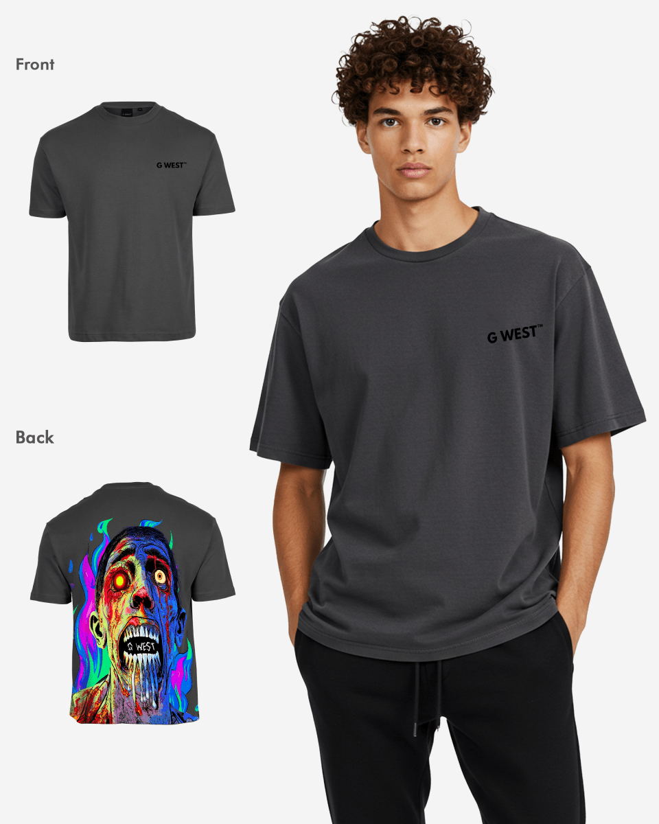 G West Mens Oversized Flaming Zombie Tee