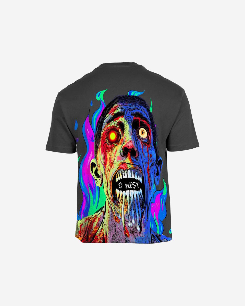 G West Mens Oversized Flaming Zombie Tee