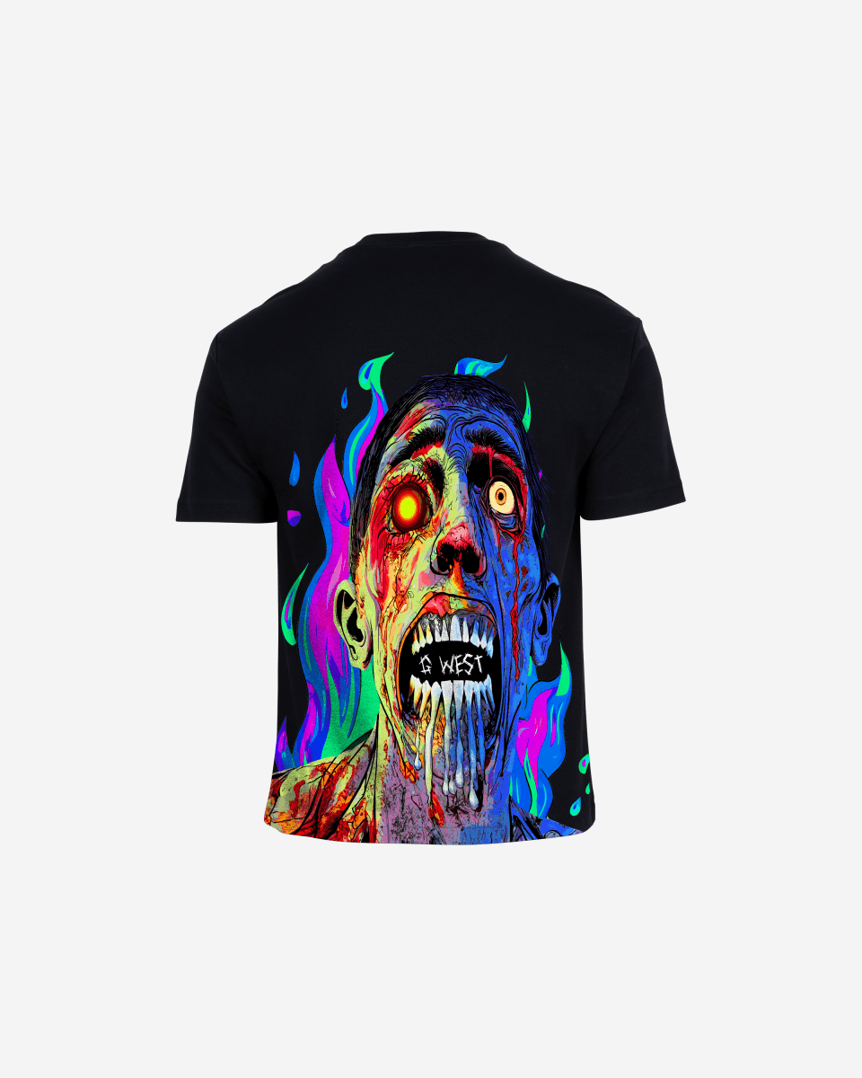 G West Mens Oversized Flaming Zombie Tee