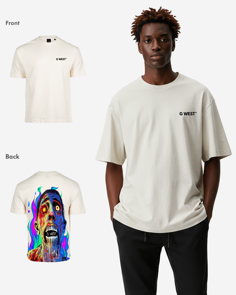 G West Mens Oversized Flaming Zombie Tee
