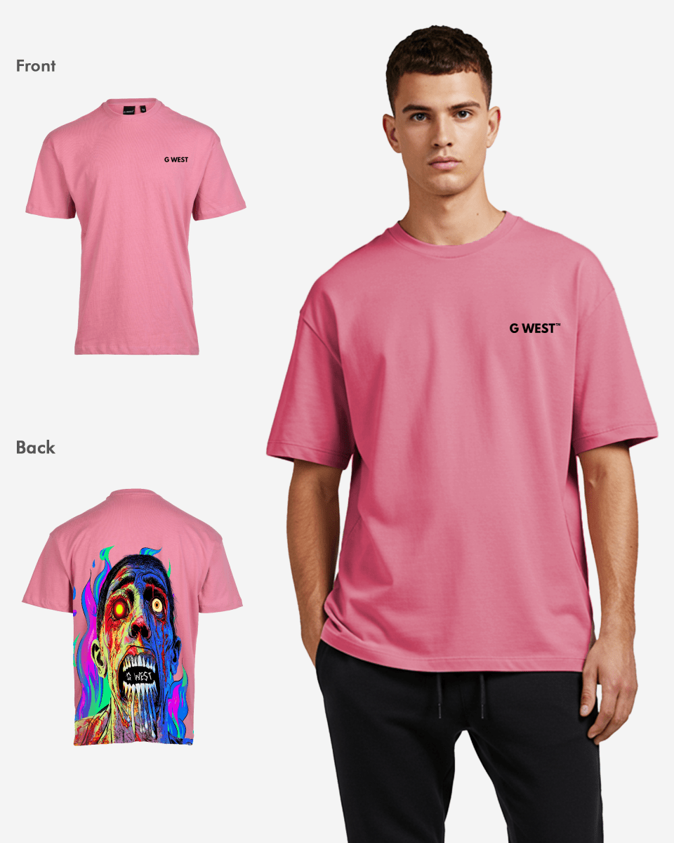 G West Mens Oversized Flaming Zombie Tee