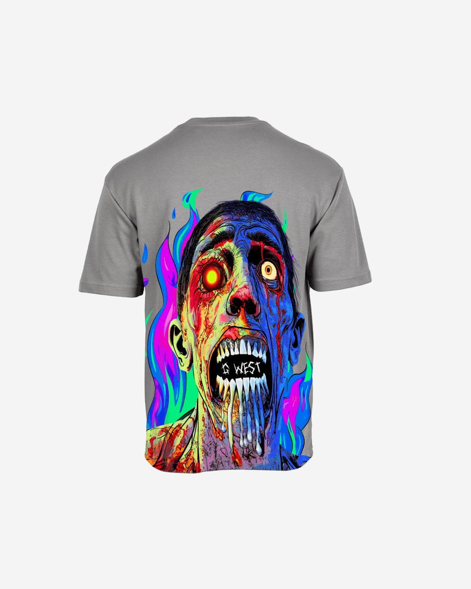 G West Mens Oversized Flaming Zombie Tee