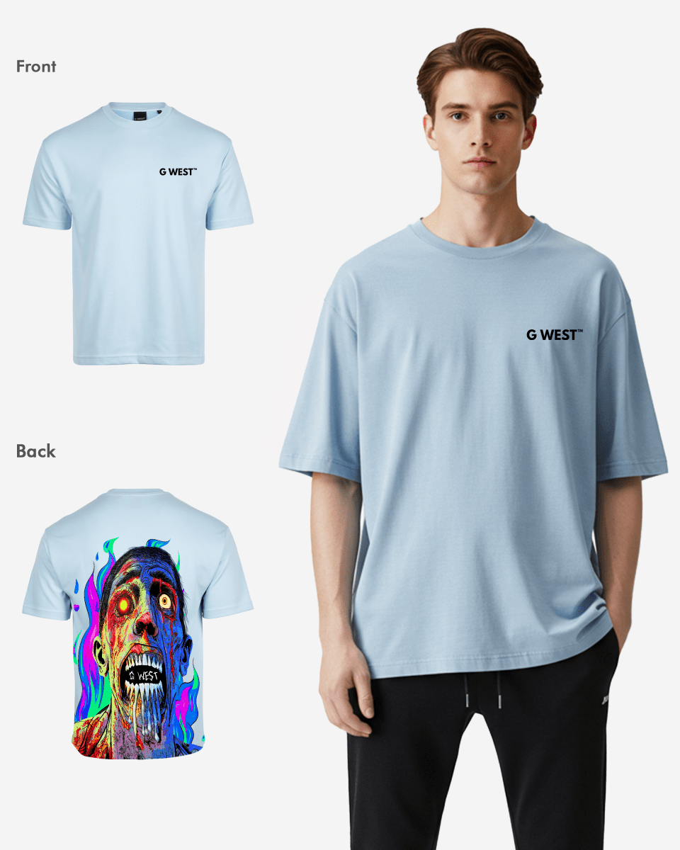 G West Mens Oversized Flaming Zombie Tee