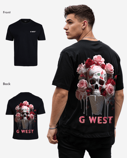 G West Mens Oversized Ice Cream Skull Tee