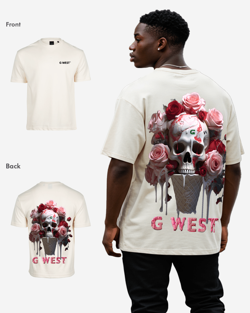 G West Mens Oversized Ice Cream Skull Tee