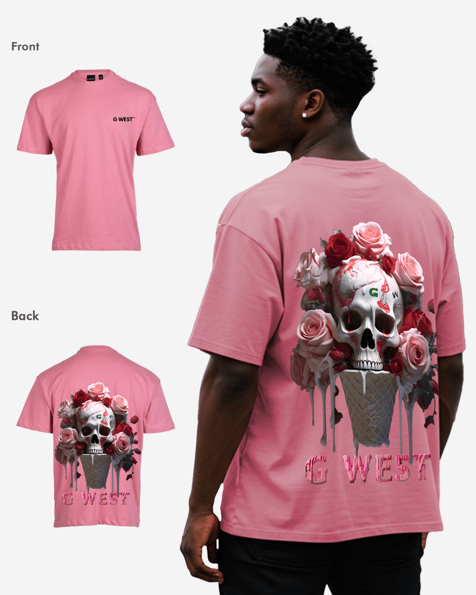 G West Mens Oversized Ice Cream Skull Tee