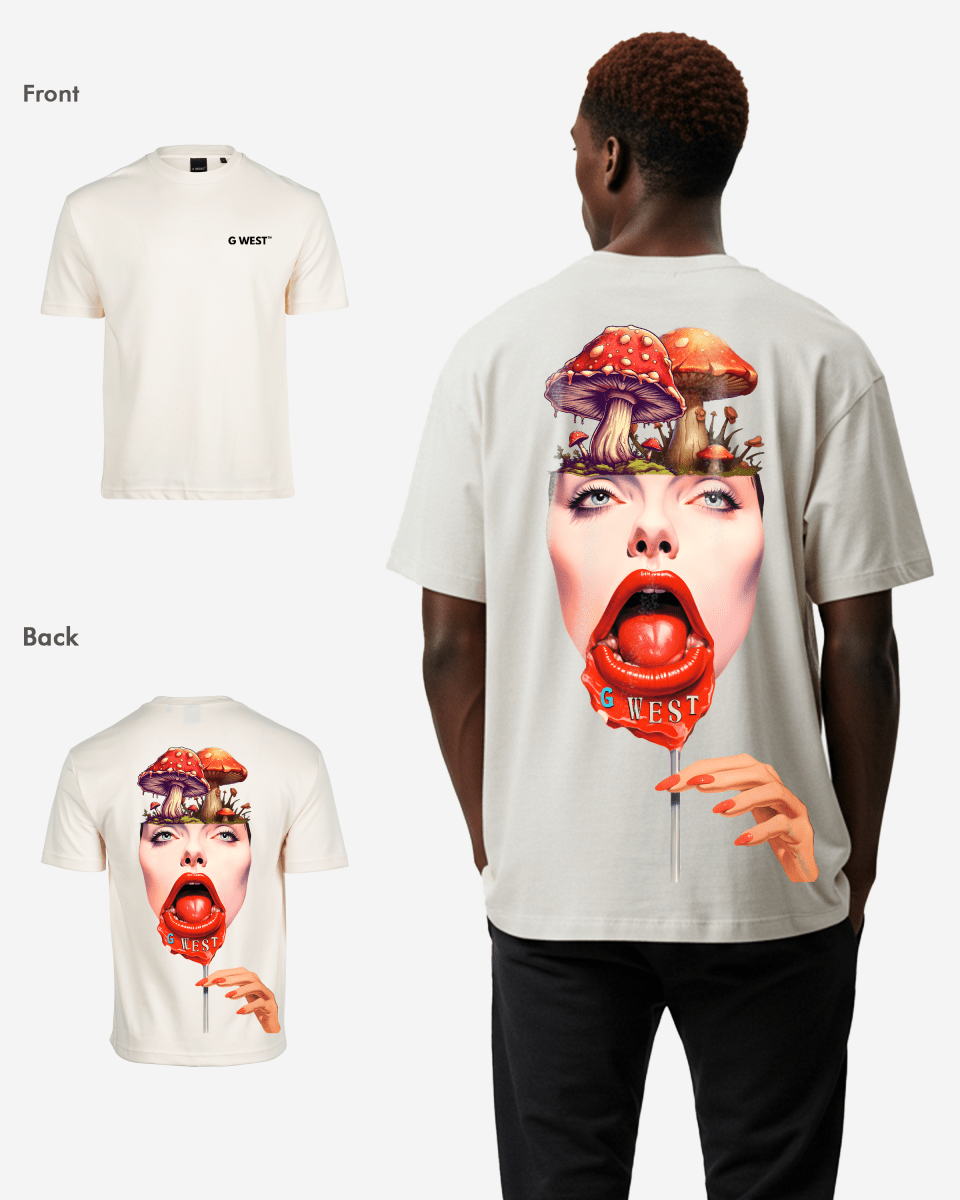 G West Mens Oversized Lollipop Mushroom Oversized Tee