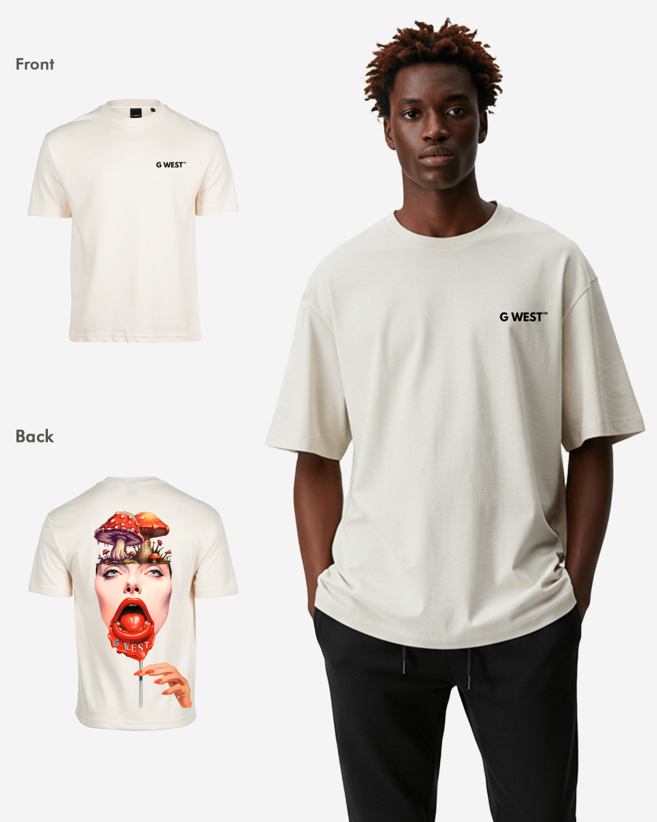 G West Mens Oversized Lollipop Mushroom Oversized Tee