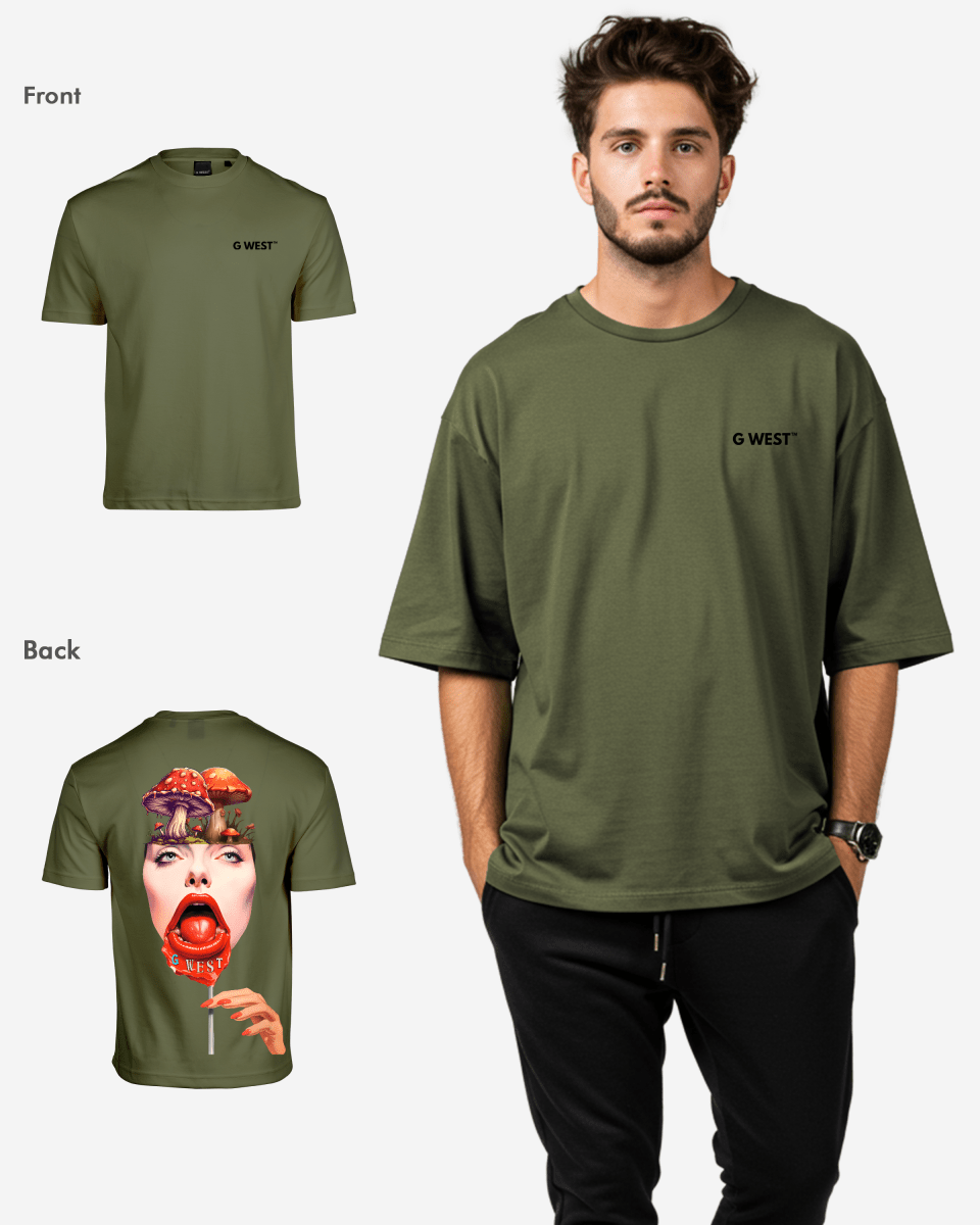G West Mens Oversized Lollipop Mushroom Oversized Tee