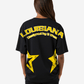 G West Womens Oversized Louisiana Arch Logo Black Tee