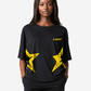 G West Womens Oversized Louisiana Arch Logo Black Tee