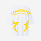 G West Womens Oversized Louisiana Arch Logo Black Tee