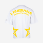 G West Mens Oversized Louisiana Arch Logo Black Tee