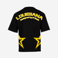 G West Mens Oversized Louisiana Arch Logo Black Tee