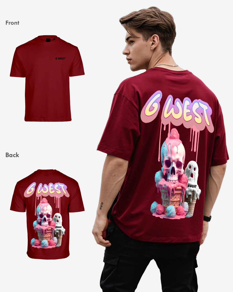 G West Mens Oversized Melting Ice Cream Tee