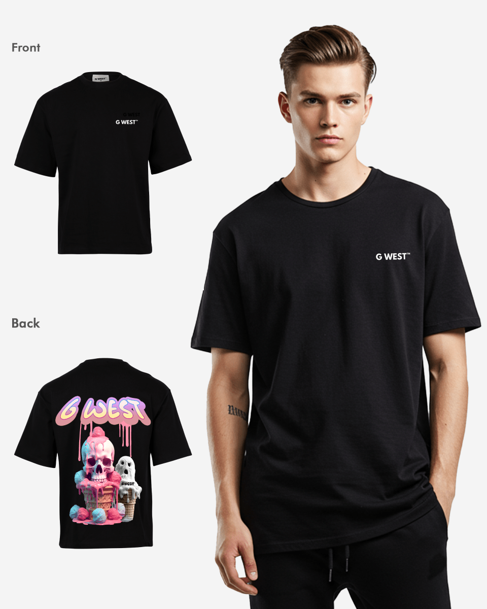 G West Mens Oversized Melting Ice Cream Tee