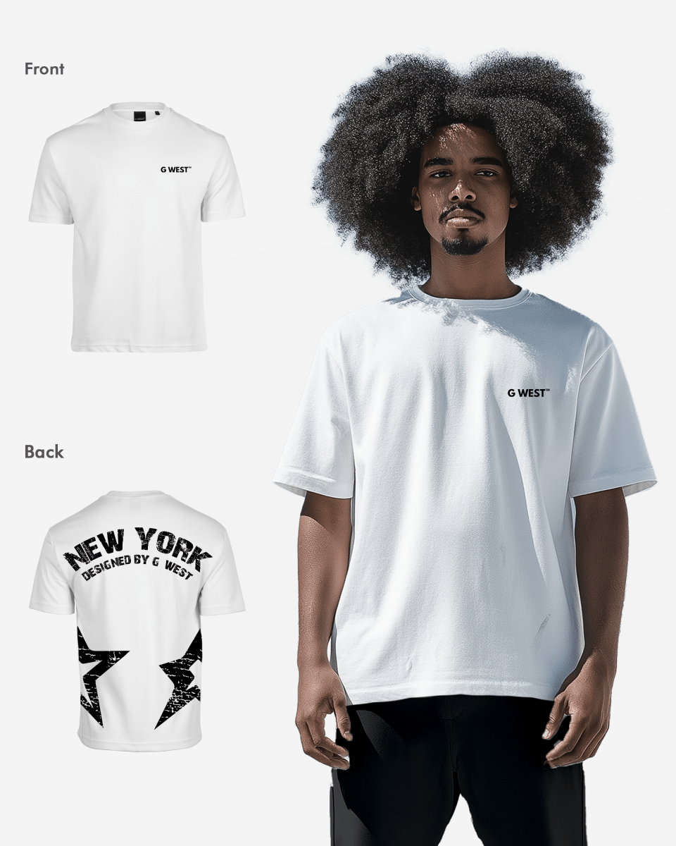 G West Mens Oversized New York Arch Logo Tee Gwdtfl9053 - 2 Colors