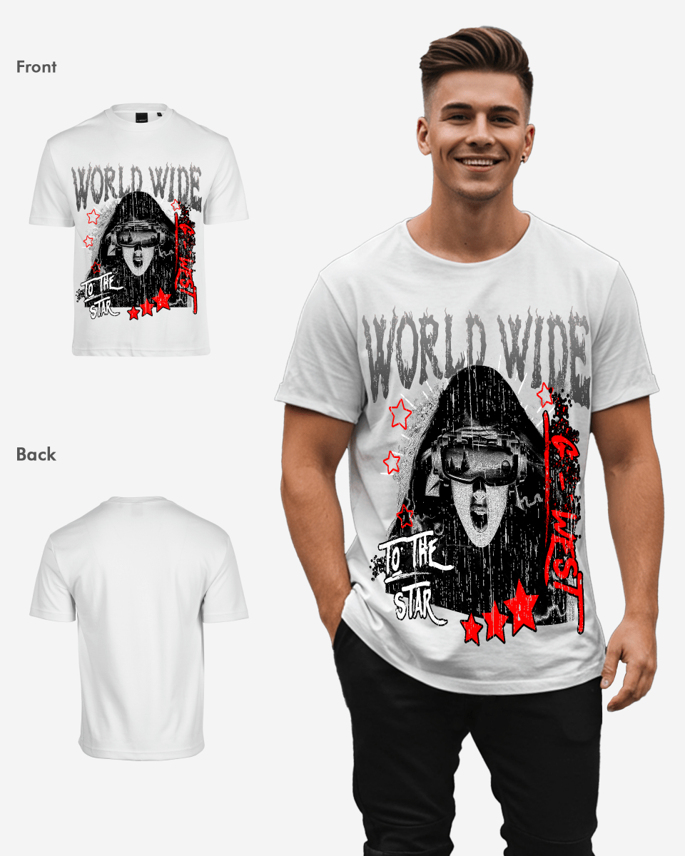 G West Mens Oversized Old World Wide Star T Shirt