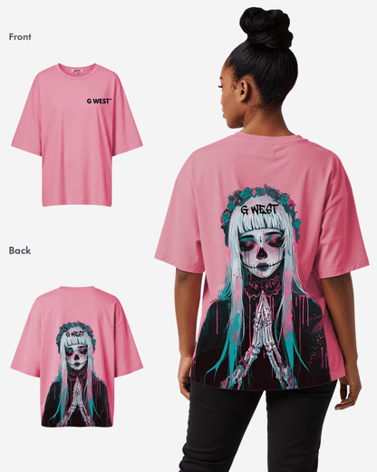 G West Womens Oversized Praying Girl T Shirt