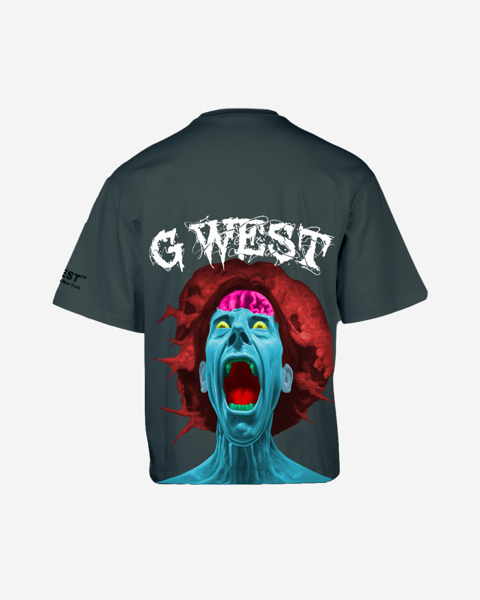 G West Mens Oversized Premium Erupt Brain T-Shirt