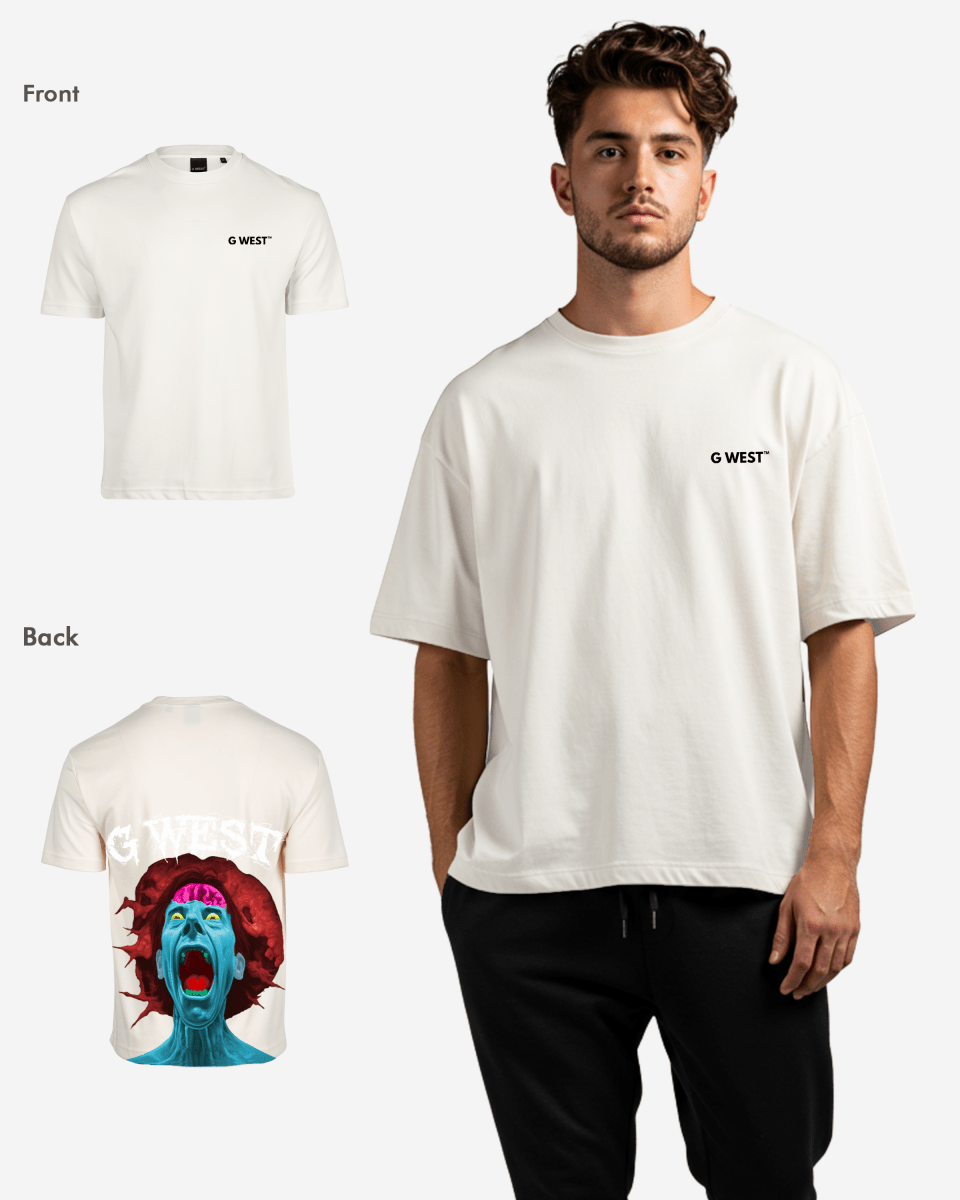 G West Mens Oversized Premium Erupt Brain T-Shirt