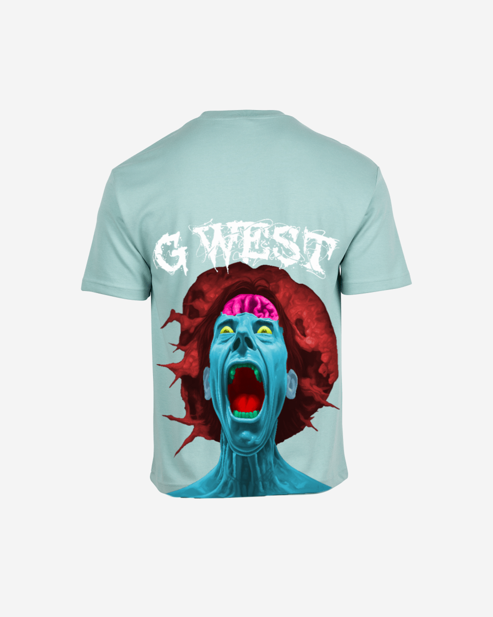 G West Mens Oversized Premium Erupt Brain T-Shirt