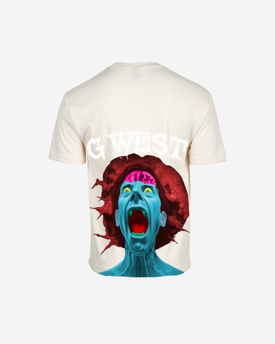 G West Mens Oversized Premium Erupt Brain T-Shirt