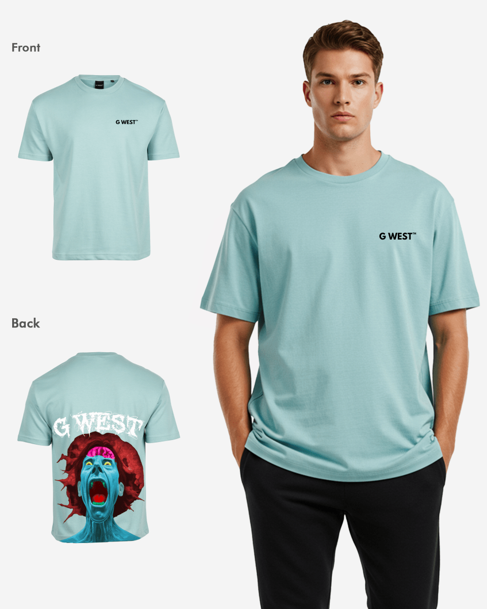 G West Mens Oversized Premium Erupt Brain T-Shirt