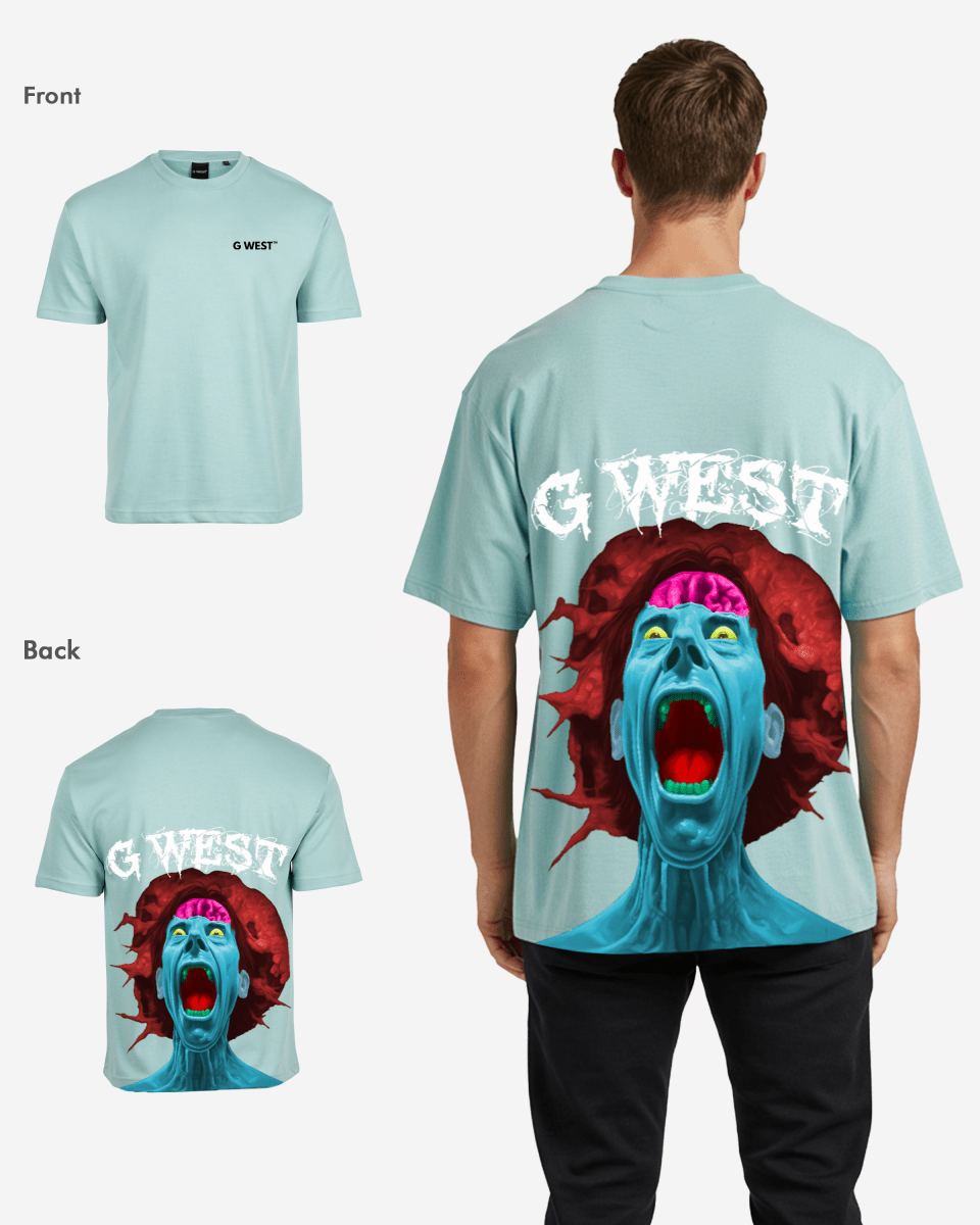 G West Mens Oversized Premium Erupt Brain T-Shirt