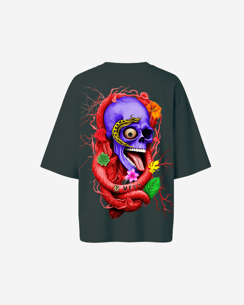 G West Womens Oversized Premium Snake Skull T-Shirt