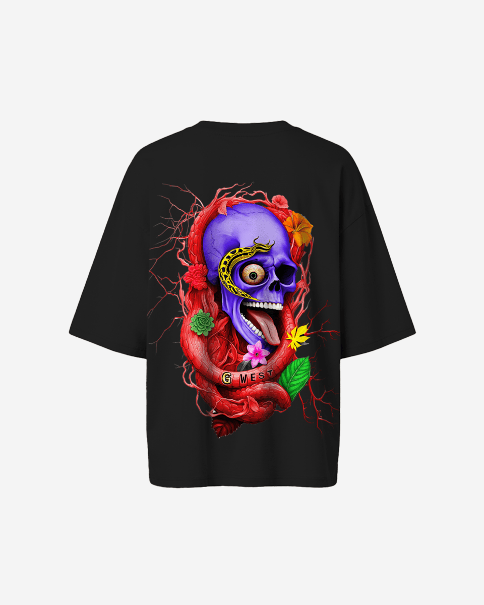 G West Womens Oversized Premium Snake Skull T-Shirt