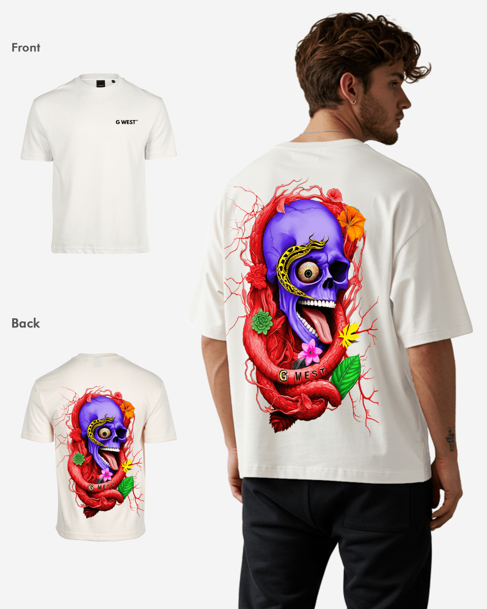 G WEST OVERSIZED PREMIUM SNAKE SKULL T-SHIRT Mens